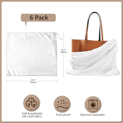 6 Pack 19.6 x 15.7 in Dust Bags for Purses and Handbags - color: 19.6x15.7 inch (silk bags)