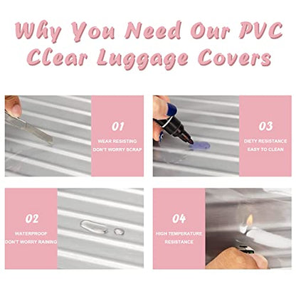 Suitcase Covers for Luggage 3 Pack 0.4mm Heavy Duty Clear PVC Waterproof - color: Black