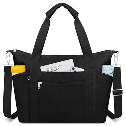 Small Travel Gym Duffel Bag for Women, Weekender Overnight Bag - color: Black