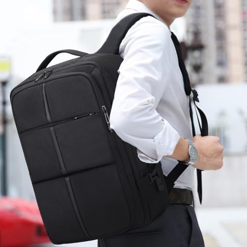 O-TBOST Expandable Travel Backpack Waterproof Carry On Backpack College 17.3” Laptop Backpack for Men & Women (Black) - color: Black