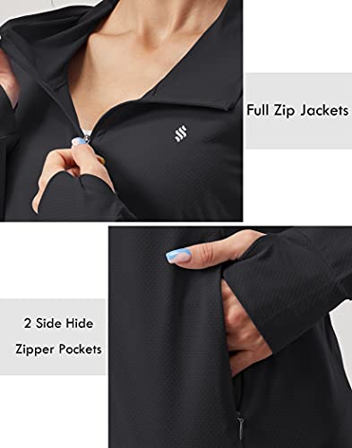 Soothfeel Women's UPF 50+ Sun Protection Shirt Hoodie Jacket Lightweight - color: A-black, size: XX-Large