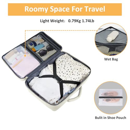 Taygeer Travel Backpack for Women, Carry On Backpack with Shoe Pouch - color: Creambeige, size: Large