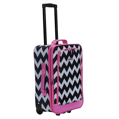 Rockland Fashion Softside 2 Piece Luggage Set, Expandable, (14" Tote/19" Upright), Pink Chevron - color: Pink Chevron, size: 2 Piece (19"/14" Tote)