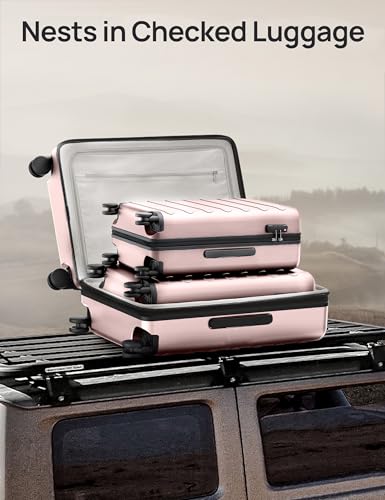 NINETYGO Medium Checked Luggage 24 Inch, Checking In Luggage with Smooth Spinner Wheels, Expandable, Hard Shell PC Suitcase, Lightweight Travel Luggage, TSA Approved (Pink, Rhine Max) - color: 01-Pink (Expandable), size: Checked 24-Inch