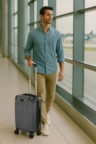 World Traveler Dejuno 콘월 경량 하드사이드 스피너 수하물, 차콜, 기내 수하물, Dejuno 콘월 경량 하드사이드 스피너 캐리어 - color: 차콜, size: 기내 수하물