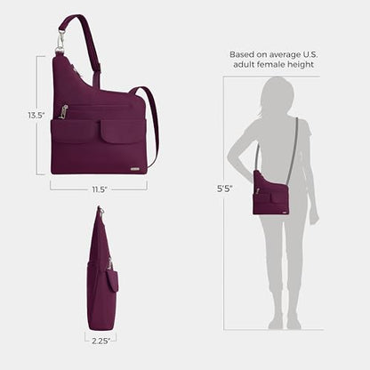 Travelon Anti-Theft Classic Crossbody Bag - color: Burgundy