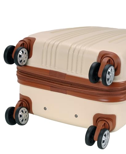 Rockland London Hardside Spinner Wheel Luggage, Carry-On 20", White - color: White with Brown Trim, size: Carry-on 20"