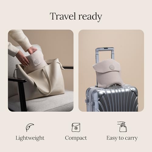 Trtl Travel Pillow Original 2.0 – Scientifically Proven Super Soft Travel Pillow with Premium Head & Neck Support – for Airplane Travel – Machine Washable – Lightweight & Compact – Sand Beige