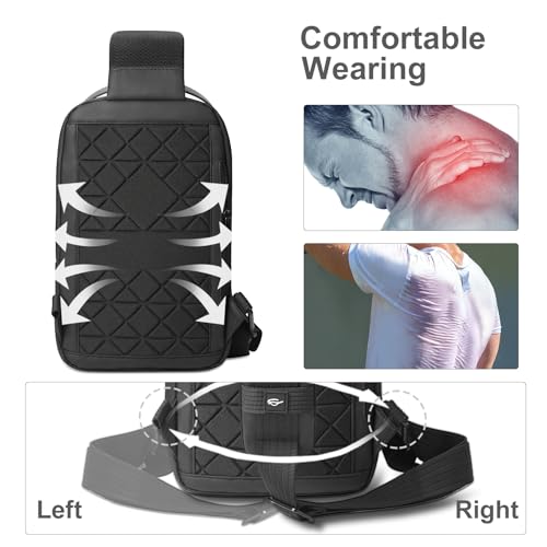hk Sling Bag for Men Women Chest Bag Should Bags for 11.3 Inch iPad - color: Black