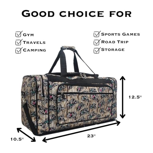 NGIL Canvas 23" inch Duffle Bag (Aztec Cow-Black) - color: Aztec Cow-Black