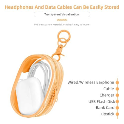 Linsaner 1 Pack Transparent Tech Pouch Storage Bag, Orange - color: B4-Orange
