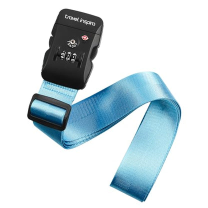 Travel Inspira Heavy Duty Luggage Straps with TSA Lock - color: Blue