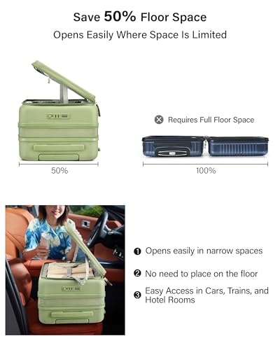 Hanke Expandable Medium Checked Luggage, 24 Inch Top Opening Suitcase - color: Bamboo Green, size: 24 Inch EXT