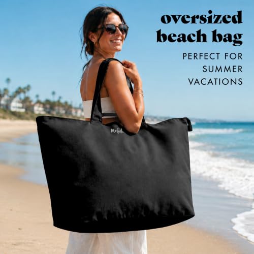 Fit & Fresh All The Things XL Beach Bag for Women, Oversized Travel Tote - color: Black