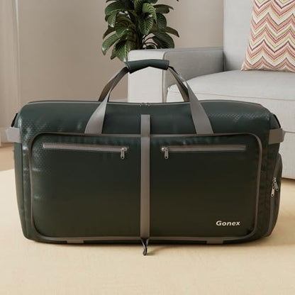 Gonex 150L Foldable Travel Duffle Bag with Shoe Compartment, Lightweight - color: Blackish Green, size: 150L