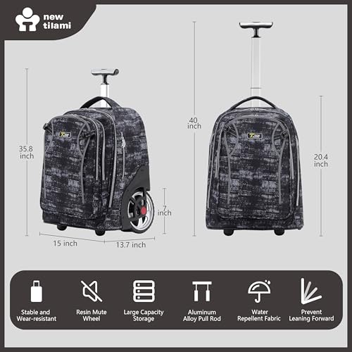 NEW TILAMI 20 Inch Rolling Backpack for School Stair-Climbing Big Wheel - color: Grey Mosaic