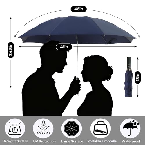 LLanxiry Compact Travel Umbrella, Windproof Automatic Umbrellas for Rain - color: Inverted-Navy