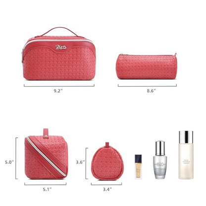BOYATU Travel Makeup Bag Cosmetic Bags for Women: 3 Pcs Set Make up Bag - color: L54Rose
