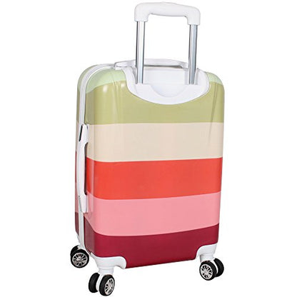 Nicole Miller New York Rainbow Luggage Collection - 20 Inch (ABS+PC) Hardside Carry On Suitcase - Durable Lightweight Bag with 8-Rolling Spinner Wheels (Rainbow Lavender) - size: 20 in