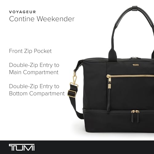 TUMI Womens Contine Weekender - color: Black & Gold Hardware