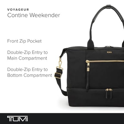TUMI Womens Contine Weekender - color: Black & Gold Hardware