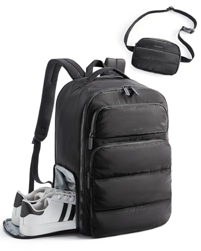 BAGSMART 35L Travel Backpack for Women, 17.3" Carry-On Personal Item - color: Black