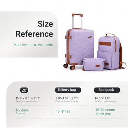 CONCEPTEN Expandable Luggage Sets 5 Piece Suitcases with Spinner Wheels - color: Purple, size: 3 Piece