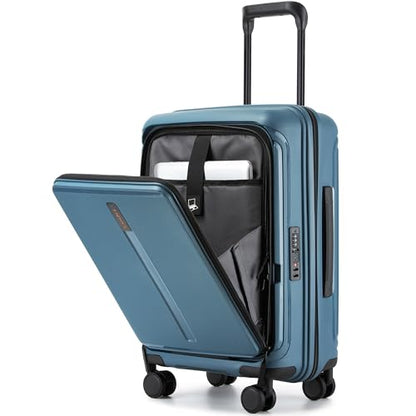 20-Inch Hardside Carry On Luggage Laptop Compartment, Expendable Suitcase - color: Pearl Blue