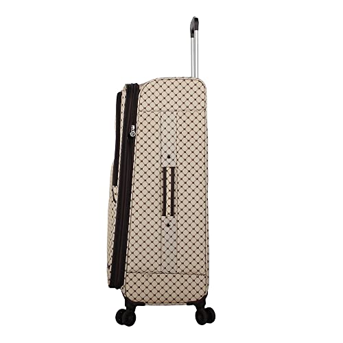 Steve Madden Designer Luggage Collection - 3 Piece Softside Expandable Lightweight Spinner Suitcase Set - Travel Set includes 20 Inch Carry on, 24 Inch & 28-Inch Checked Suitcases (Noble Brown/Tan) - color: Noble Brown/Tan, size: 20/24/28 Inches