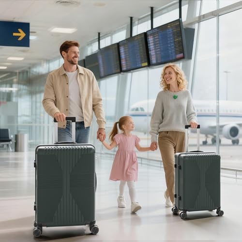 Karl home PP Hard Case Luggage Sets 3 Piece, Black, 20"/24"/28" - color: Dark Green, size: 3 Piece Set (20in/24in/28in)