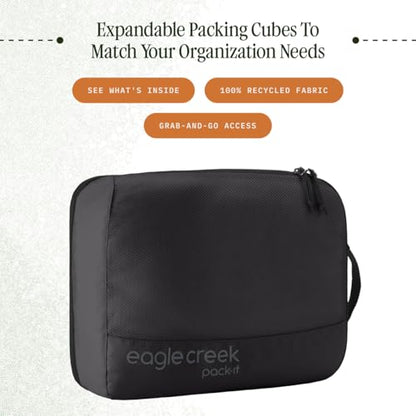 Eagle Creek Pack-It Reveal Expansion Cube - Adjustable Storage Cube Carrier Bag Case for Travel - Durable Compression Zipper - Water-Resistant - Sustainable - Medium - Black - color: Black