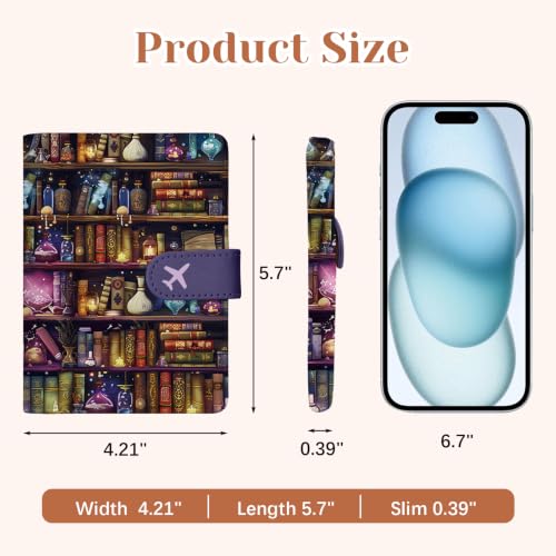 Bookish Passport Holder for Travel Essentials, RFID Blocking Wallet Case - color: Book