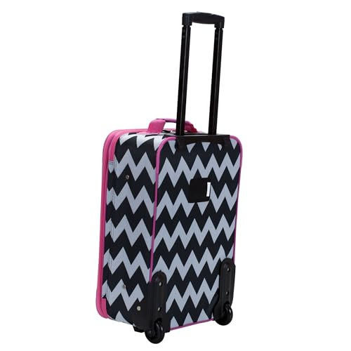 Rockland Fashion Softside 2 Piece Luggage Set, Expandable, (14" Tote/19" Upright), Pink Chevron - color: Pink Chevron, size: 2 Piece (19"/14" Tote)
