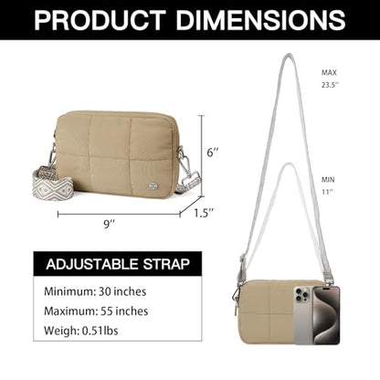 Telena Crossbody Bags for Women Cross Body Purse with Guitar Strap - color: Khaki