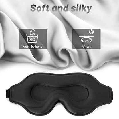 Sleep Mask for Men and Women, 3D Blackout Eye Mask for Side Sleepers, Black - color: Black