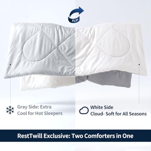 Dual-Sided Cooling Comforter, Gray and White, Queen - color: Gray & White, size: Queen