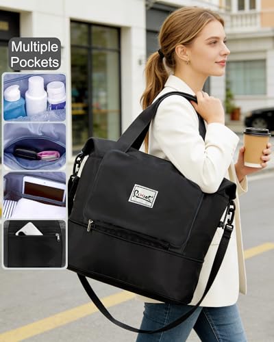 Foldable Travel Bag,Travel Duffle Bag,Foldable Duffle Bag for Travel - color: Black