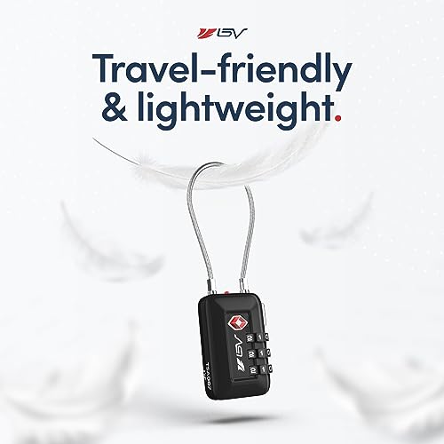 BV Luggage Locks TSA Accepted, Travel Sentry Approved 3-Digit Combination Suitcase Locks with Open Alert & Flexible Cable for Travel, Backpacks, Lockers, Cases, Black, 4 Pack - color: Black 4-Pack