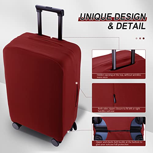 Travel Luggage Cover - Scratch-Resistant Fit 19-31 Inch, Claret, 3XL (32-33inch) - color: Claret, size: 32-33 inch
