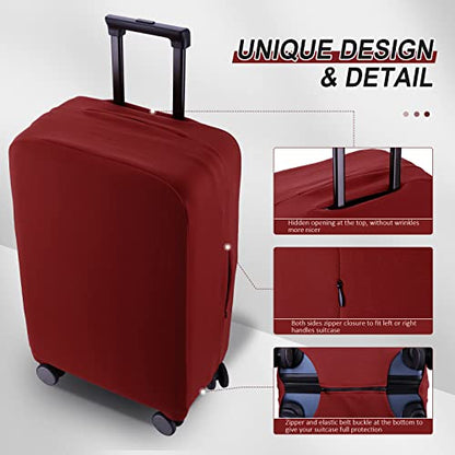 Travel Luggage Cover - Scratch-Resistant Fit 19-31 Inch, Claret, 3XL (32-33inch) - color: Claret, size: 32-33 inch