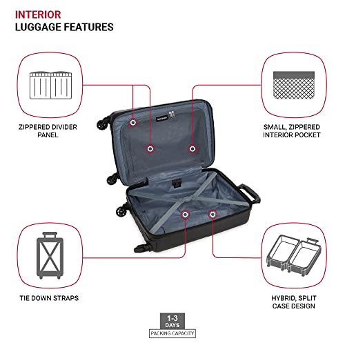 SwissGear 8018 Expandable Luggage, Hard Shell Carry-On Luggage with Spinner Wheels - color: Black, size: Carry-On 20-Inch