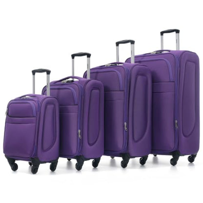 Merax 4-Piece Luggage Set 18/22/26/30,Softside Spinner Suitcase,Purple - color: Purple(18/22/26/30)