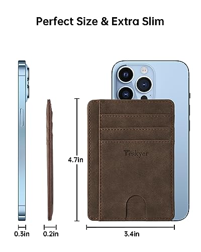 Teskyer Slim Minimalist Wallet for Men, RFID Front Pocket Card Holder - color: Y98 - Brown