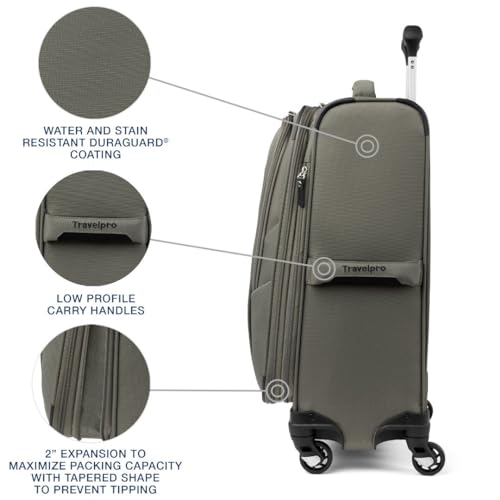Travelpro Maxlite 5 Softside Carry-On Luggage Spinner, Green, 21-Inch - color: Slate Green, size: Carry-on 21-Inch