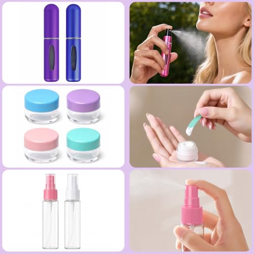 24 Pack Travel Bottles for Toiletries -TSA Approved, Leak Proof Silicone - color: Purple