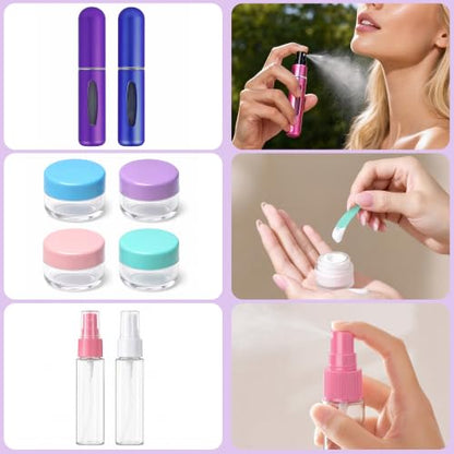 24 Pack Travel Bottles for Toiletries -TSA Approved, Leak Proof Silicone - color: Purple