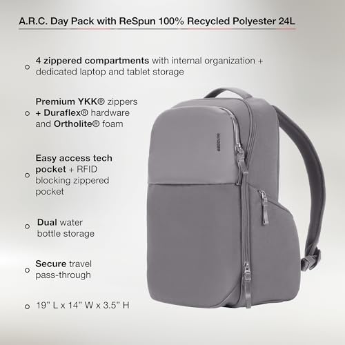Incase A.R.C. Daypack 24L, 16 inch Laptop Backpack, Tech Bag, Grey - color: Grey