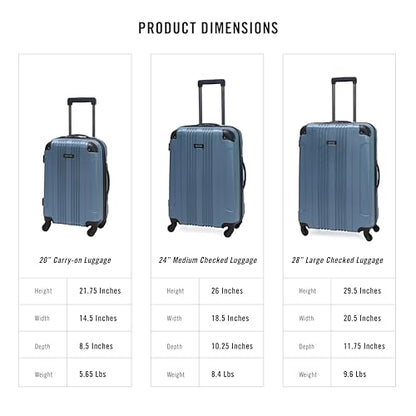 Kenneth Cole REACTION Out of Bounds Lightweight Hardshell 4-Wheel Spinner Luggage, Granite Blue, 24-Inch Checked - color: Granite Blue, size: 24-Inch Checked