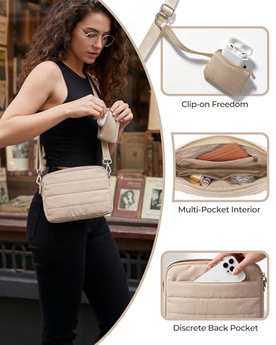 Aosbos Puffer Tote Bag for Women, 3-Piece Laptop Bag for Work,Travel,Gym - color: Grayish Brown