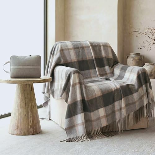 Soft Pure Wool Throw Blanket, Lightweight Warmth, 55"x83" - color: Wood Gray, size: Standard (1.5 lbs)